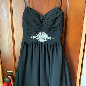 Black strapless formal dress